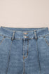 Two Button High Waist Piping Trim Bootcut Denim Jeans