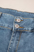 Two Button High Waist Piping Trim Bootcut Denim Jeans