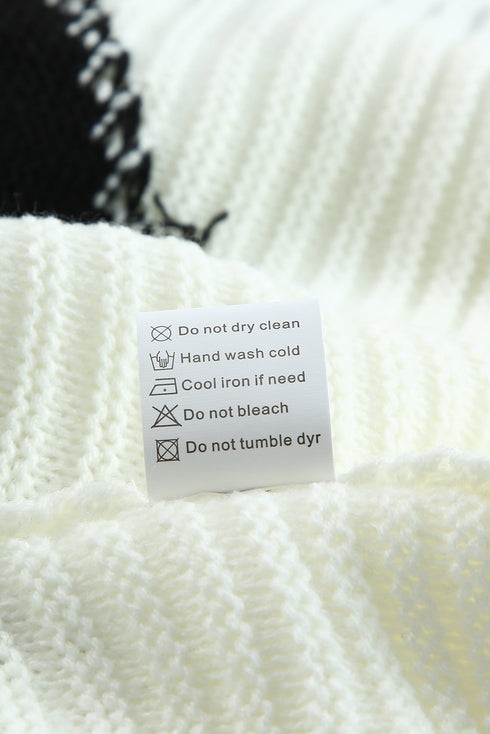 Two-Tone Chevron Pullover Sweater