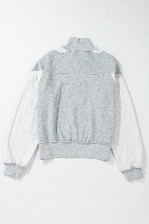 Two Tone Quarter Zip Relaxed Fit Pullover