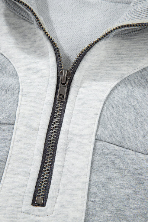 Two Tone Quarter Zip Relaxed Fit Pullover