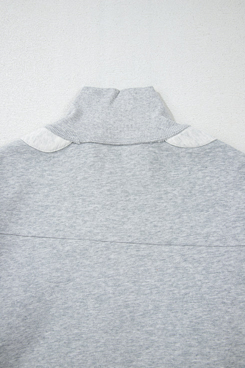 Two Tone Quarter Zip Relaxed Fit Pullover