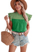 Two Tone Ruffled Flutter Sleeve Blouse