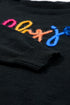 Typographic Letter Print Round Neck Casual Knit Sweater