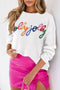 Typographic Letter Print Round Neck Casual Knit Sweater