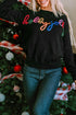 Typographic Letter Print Round Neck Casual Knit Sweater