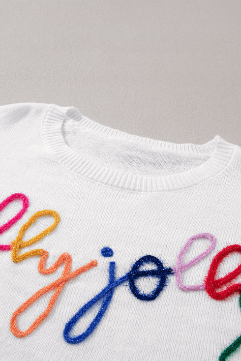 Typographic Letter Print Round Neck Casual Knit Sweater