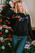 Typographic Letter Print Round Neck Casual Knit Sweater