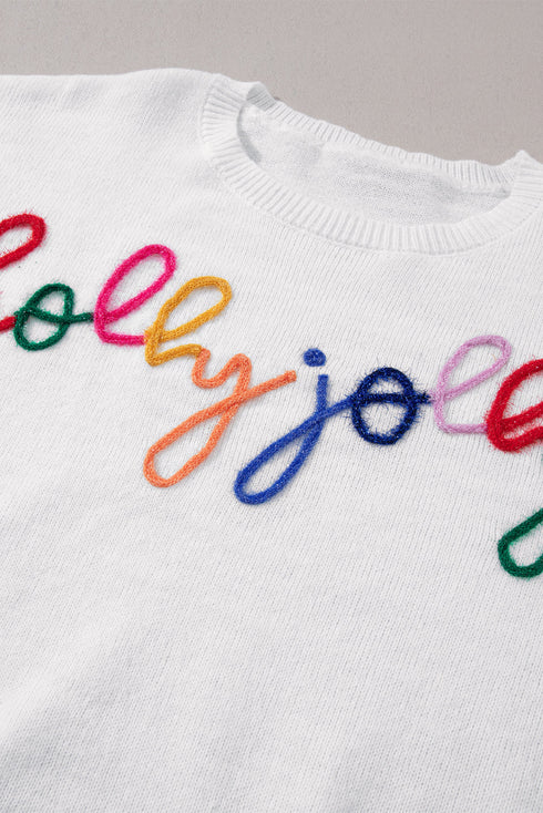 Typographic Letter Print Round Neck Casual Knit Sweater