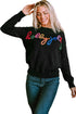 Typographic Letter Print Round Neck Casual Knit Sweater