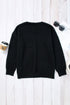 Typographic Letter Print Round Neck Casual Knit Sweater