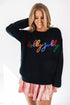 Typographic Letter Print Round Neck Casual Knit Sweater