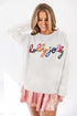 Typographic Letter Print Round Neck Casual Knit Sweater