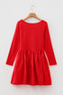 U Neck Long Sleeve Fit And Flare Mini Dress