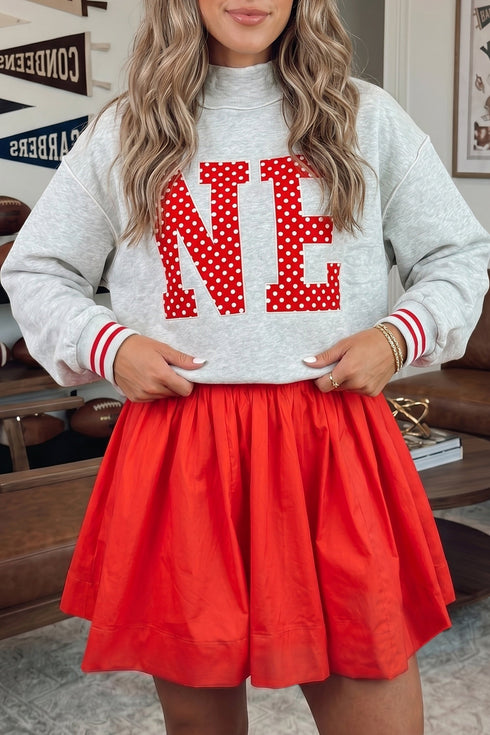 U Neck Long Sleeve Fit And Flare Mini Dress