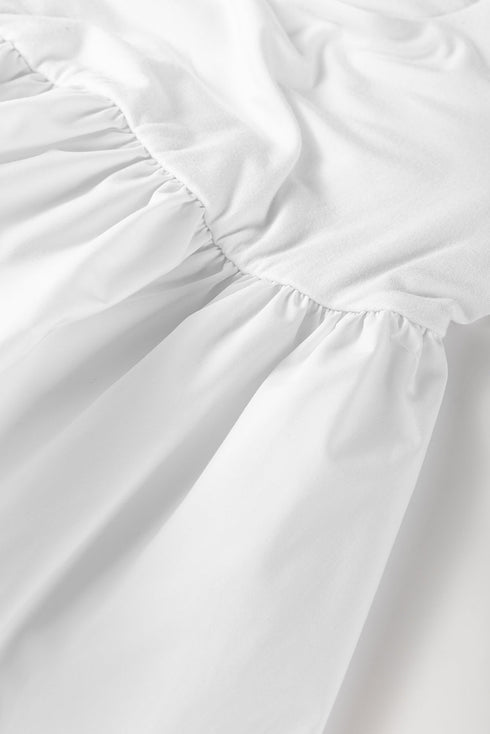 U Neck Long Sleeve Viscose Bubble Hem Blouse