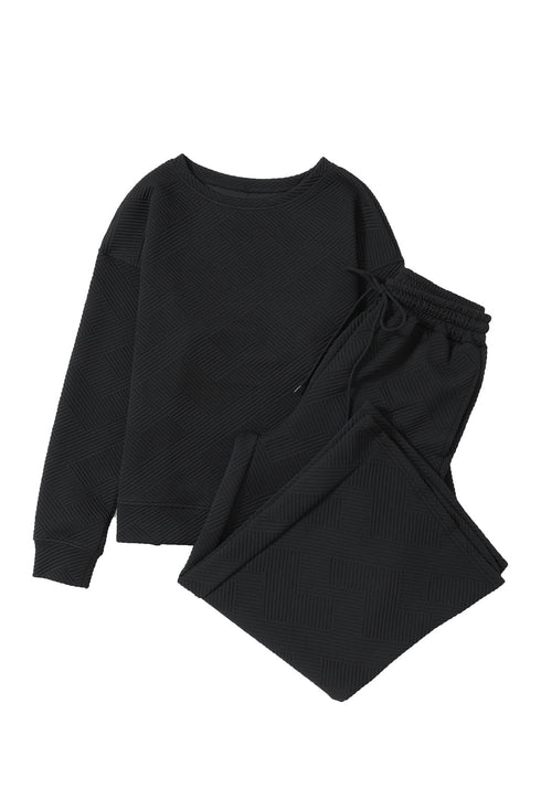 Ultra Loose Textured Slouchy Matching Pant Set