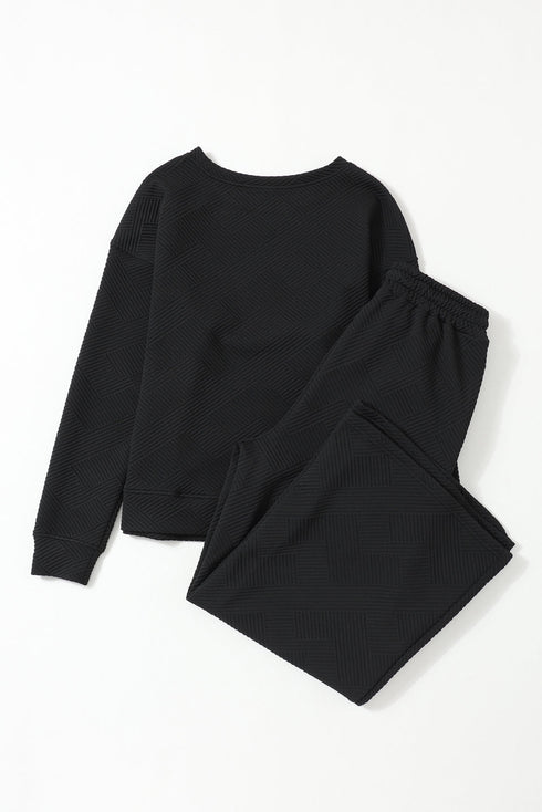 Ultra Loose Textured Slouchy Matching Pant Set