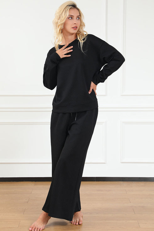 Ultra Loose Textured Slouchy Matching Pant Set
