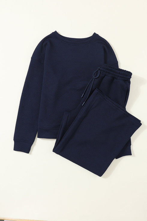 Ultra Loose Textured Slouchy Matching Pant Set