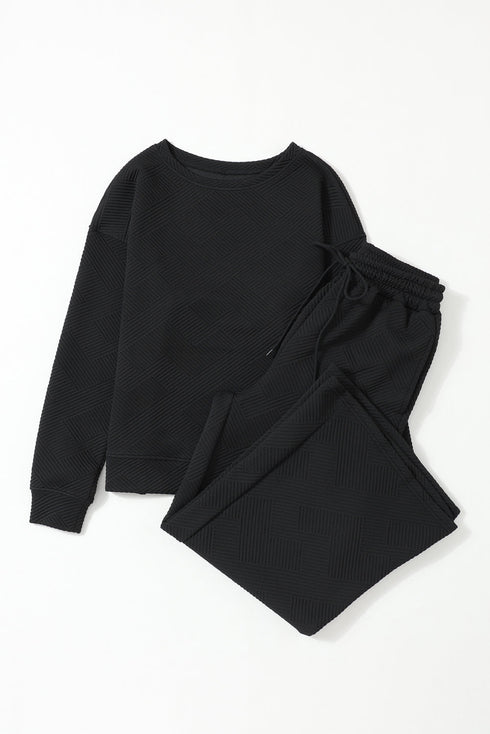Ultra Loose Textured Slouchy Matching Pant Set