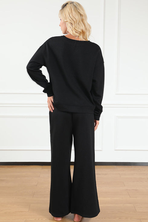 Ultra Loose Textured Slouchy Matching Pant Set