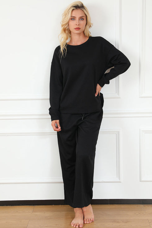 Ultra Loose Textured Slouchy Matching Pant Set