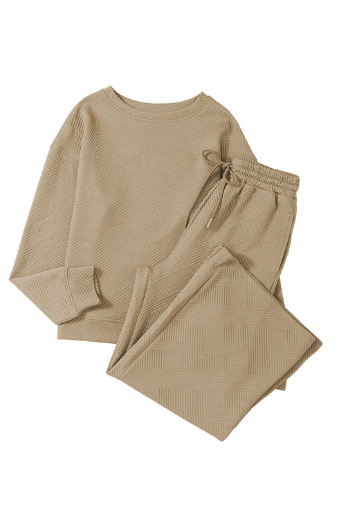 Ultra Loose Textured Slouchy Matching Pant Set
