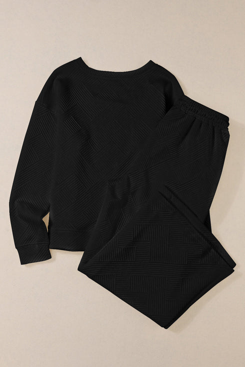 Ultra Loose Textured Slouchy Matching Pant Set