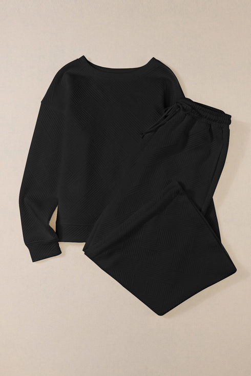Ultra Loose Textured Slouchy Matching Pant Set
