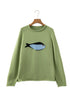 Unique Fish Knit Oversized Round Neck Sweater
