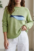 Unique Fish Knit Oversized Round Neck Sweater