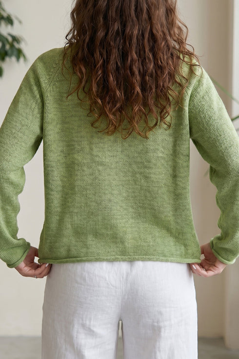 Unique Fish Knit Oversized Round Neck Sweater