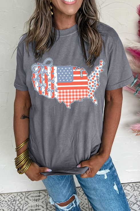 United States Map Bow Graphic Short Sleeve Tee