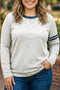 Unpatterned Round Neck Opening Long Sleeve Top