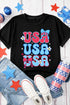 USA Bow Daisy Patriotic Letter Graphic Fourth of July Tee