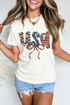 USA Bow Graphic Letter Print Short Sleeve Jersey Tee