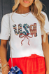 USA Bow Graphic Letter Print Short Sleeve Jersey Tee