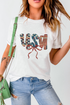 USA Bow Graphic Letter Print Short Sleeve Jersey Tee