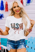 USA Bow Graphic Letter Print Short Sleeve Jersey Tee