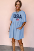 USA Flag Letter Print High Waist Babydoll Graphic Dress