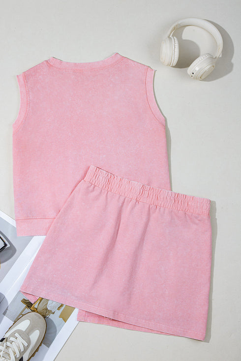 USA Flag Letter Print Tank Top And Skort Graphic Set