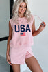 USA Flag Letter Print Tank Top And Skort Graphic Set