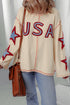 USA Graphic Patchwork Exposed Seam Long Sleeve Top