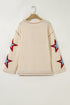 USA Graphic Patchwork Exposed Seam Long Sleeve Top