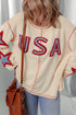 USA Graphic Patchwork Exposed Seam Long Sleeve Top