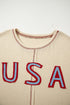 USA Graphic Patchwork Exposed Seam Long Sleeve Top