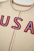 USA Graphic Patchwork Exposed Seam Long Sleeve Top