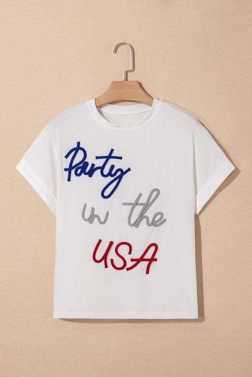 USA Graphic Print Short Sleeve Cotton Blend Shirt