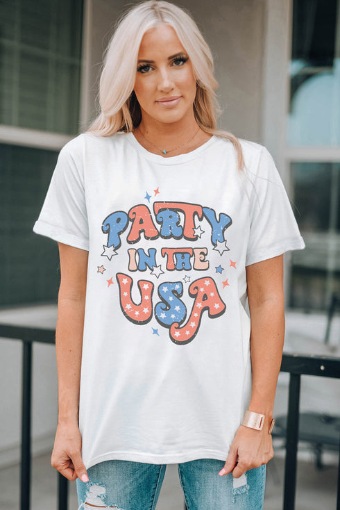 USA Graphic Print Short Sleeve Crew Neck Tee